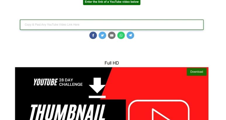 Main page of YouTube Thumbnail Downloader displaying a straightforward design with clear instructions for downloading thumbnails.
